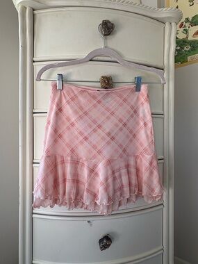 Forever 21 Pink Plaid Ruffle Mini Skirt